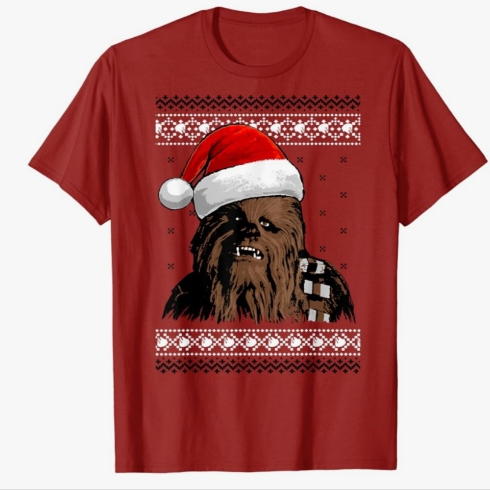 Santa Chewbacca Ugly Christmas Sweater Graphic Tee - Star Wars